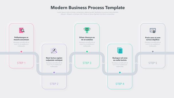 Modelo de processo de negócios moderno com 5 etapas. Fácil de usar para o seu site ou apresentação. - Vetor, Imagem