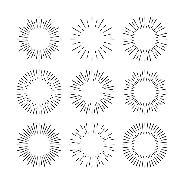 Negro vector sunburst diseño elementos conjunto aislado - Vector, Imagen