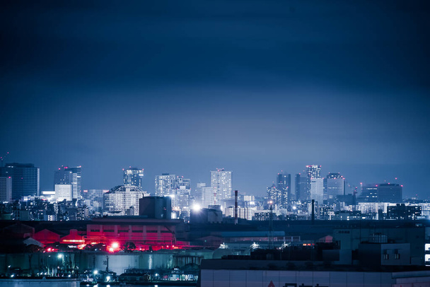 Τόκυο θέα νύχτα δει από την περιοχή Keihin - Φωτογραφία, εικόνα