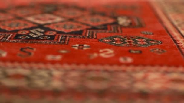 motif du tapis persan, texture de laine douce gros plan, mouvement, fond abstrait - Séquence, vidéo