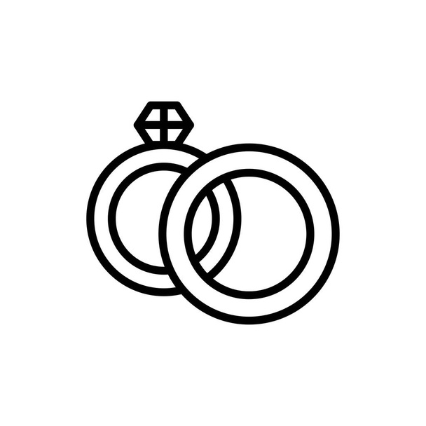 Wedding rings line icon. Isolated vector element. - Vector, Image