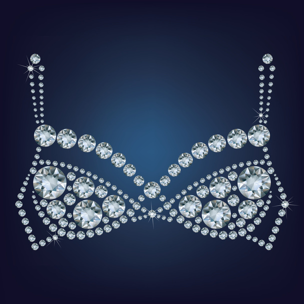 glanzende beha samengesteld een heleboel diamanten - Vector, afbeelding