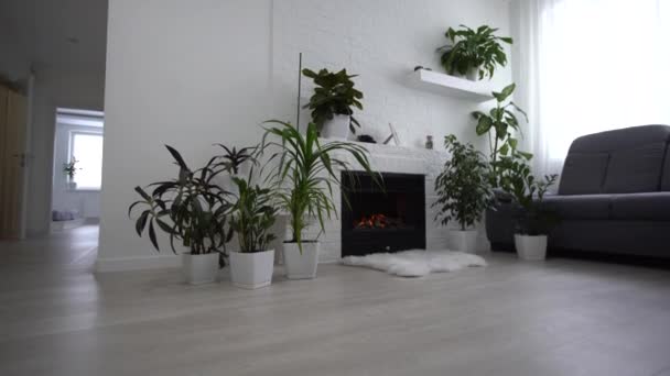 3D vykreslování. moderní obývací pokoj v městském domě - Záběry, video