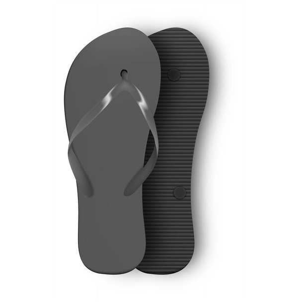 Beach flip flops slippers vector design template. Realistic 3d blank mockup. Beach slippers sign. Monochrome Flip Flops. - Vector, Image