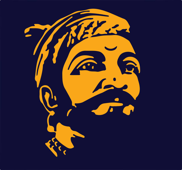 Dibujo o boceto de Chhatrapati Shivaji Maharaj Gobernante indio y un miembro del esquema del clan Bhonsle Maratha, silueta editable ilustración - Vector, Imagen