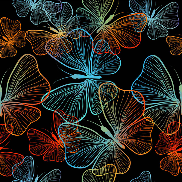 Fond sans couture papillons arc-en-ciel. Illustration vectorielle - Vecteur, image