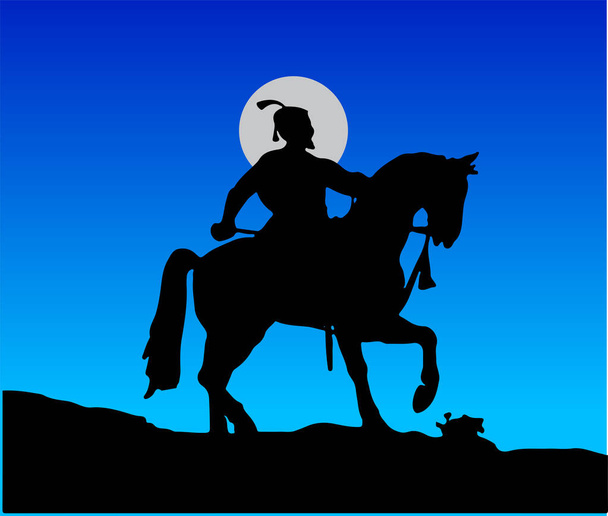 Dessin ou croquis du souverain indien Chhatrapati Shivaji Maharaj et membre du clan Bhonsle Maratha, illustration modifiable par silhouette - Vecteur, image