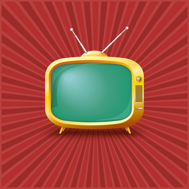 Yellow TV on a vintage background. - Vector, afbeelding