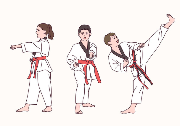 karate fighters set, vector illustration - Vector, Image