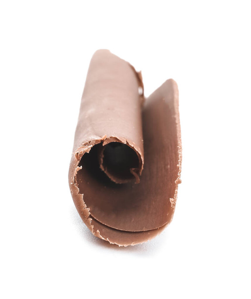 Delicious chocolate curl on white background - Photo, Image