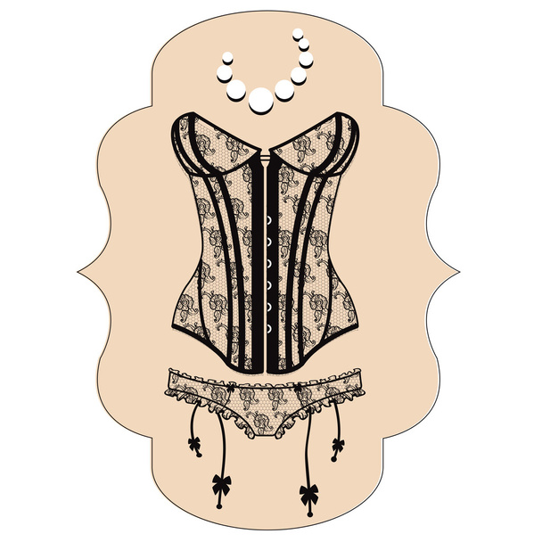 Lady's sexy guipure corset - Διάνυσμα, εικόνα
