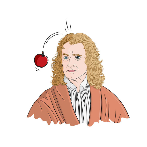 Исаак Ньютон (1643-1727) - астроном, учёный, философ, математик и физик, разработавший принципы современной физики.. - Вектор,изображение
