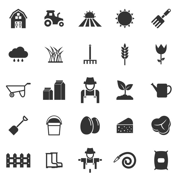 Farming icons on white background - Vector, imagen