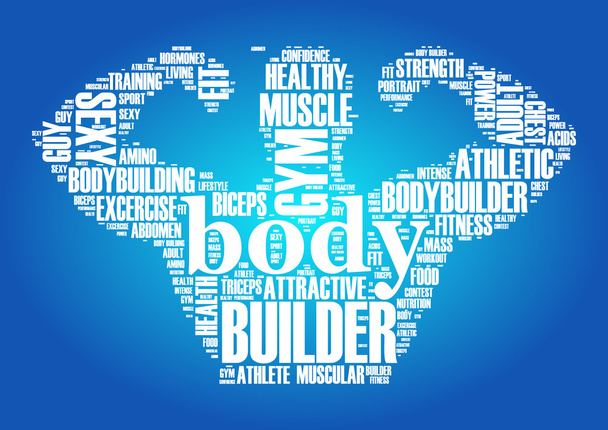 Concepto de etiqueta de nube de palabra Body Builder en ilustración vectorial
 - Vector, imagen