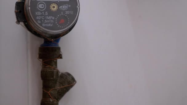 Water Meter for Measuring Instruments Used in Plumbing Installation. 4K. - Footage, Video