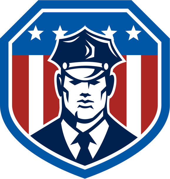 Escudo de bandera de guardia de seguridad estadounidense Retro
 - Vector, imagen