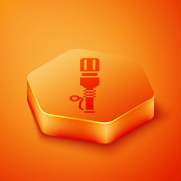 Isometrica RKG 3 anti-serbatoio bomba a mano icona isolata su sfondo arancione. Bottone esagonale arancione. Vettore. - Vettoriali, immagini