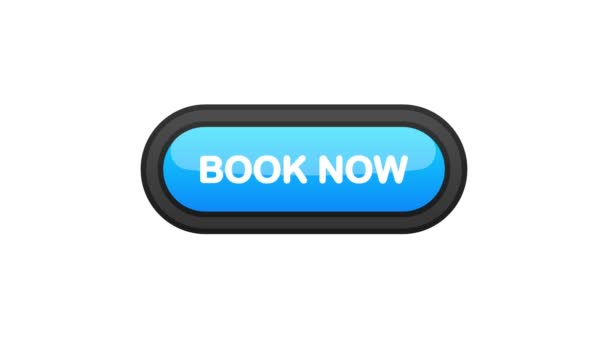 Book Now blue realistic 3D button isolated on white background. Hand clicked. Motion graphic. - Footage, Video