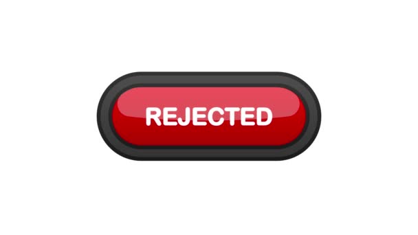 Rejected red realistic 3D button isolated on white background. Hand clicked. Motion graphic. - Footage, Video