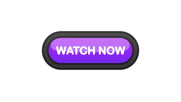 Watch Now purple realistic 3D button isolated on white background. Hand clicked. Motion graphic. - Footage, Video