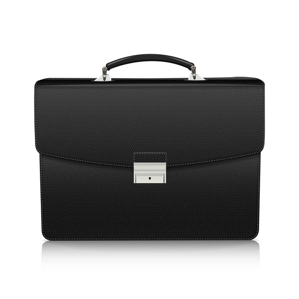 Detailed black briefcase with leather texture isolated on white background. Vector Illustration - Vector, Image
