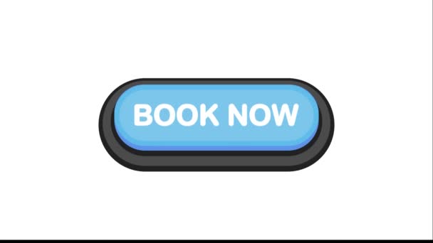 Book Now blue 3D button in flat style isolated on white background. Motion graphic. - Footage, Video
