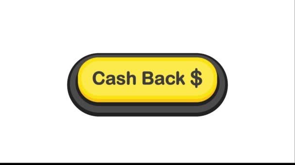 Cash Back yellow 3D button in flat style isolated on white background. Motion graphic. - Footage, Video