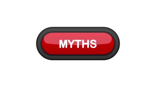 神話の赤の現実的な3Dボタンは、白い背景に隔離された。マウスがクリックした。モーショングラフィックス. - 映像、動画