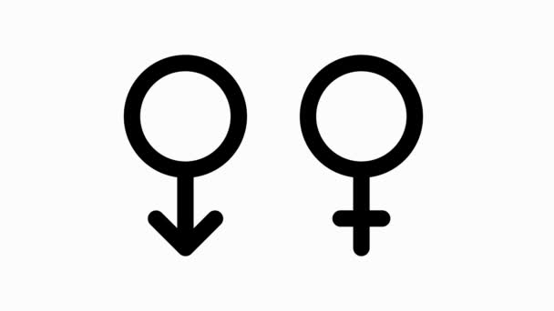Iconos de género. Perfil de usuario de Hombre y Mujer. Señores y señoras letreros de baño. Gráfico de movimiento. - Metraje, vídeo