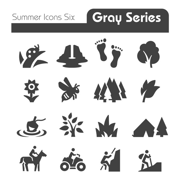 Sommer Ikonen vier graue Serien  - Vektor, Bild
