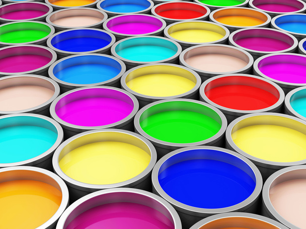 Heap of Colorful Paint Cans Abstract Background - Фото, изображение