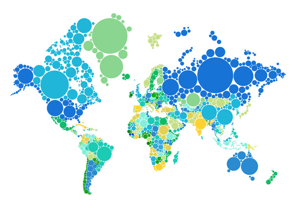 dot mapa světa s zeměmi, vektorové - Vektor, obrázek