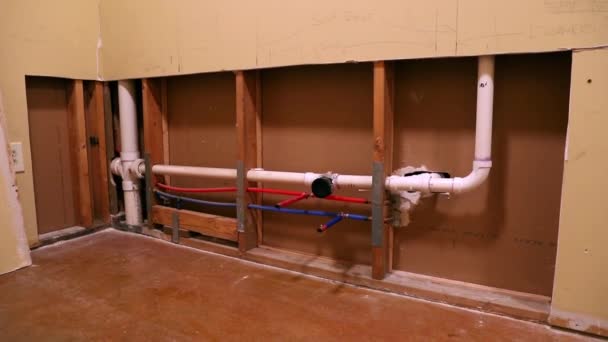 Plumbing pipes in kitchen renovation - Footage, Video