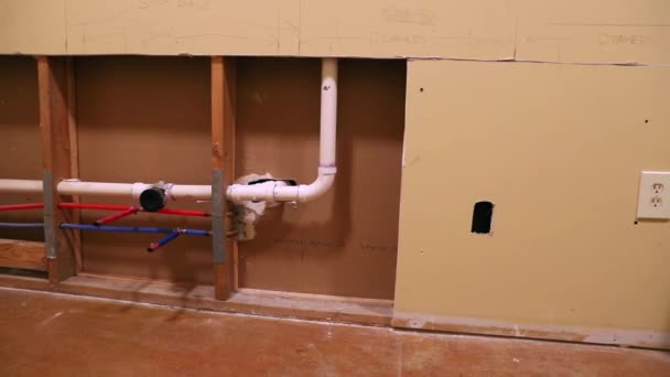 Plumbing pipes in kitchen renovation - Footage, Video