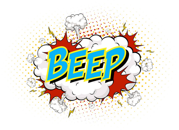 Word Beep auf Comic-Wolke Explosion Hintergrund Illustration - Vektor, Bild