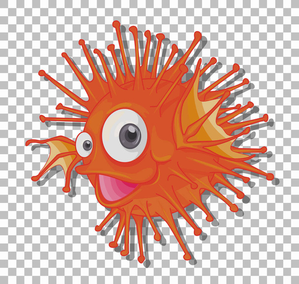 Χαριτωμένο urchin χαρακτήρα κινουμένων σχεδίων απομονώνονται σε διαφανή απεικόνιση φόντου - Διάνυσμα, εικόνα