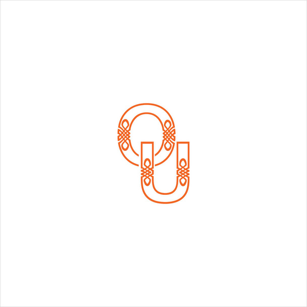 O U письмо логотип векторный дизайн на черном фоне цвета. Монограмма ОУ - Вектор,изображение