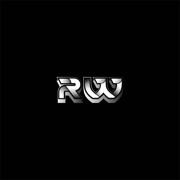 R W буква векторный дизайн логотипа на черном цветном фоне. Монограмма RW - Вектор,изображение