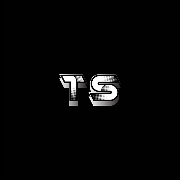 T S letter logo vector ontwerp op zwarte kleur achtergrond. TS monogram - Vector, afbeelding