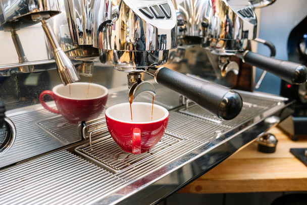 Espresso machine working in the coffee shop - Photo, Image