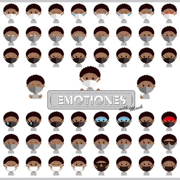 Варіації обличчя чорних чоловіків у масці
 - Вектор, зображення