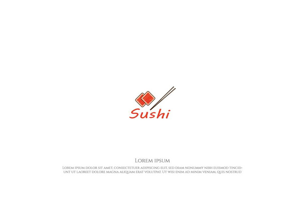Sushi japonés con palillo para Oriental Seafood Logo Design Vector - Vector, imagen