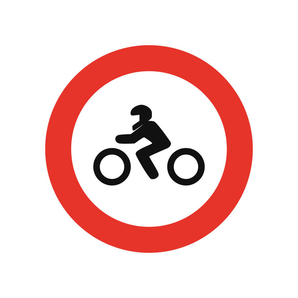 Zaoblený dopravní signál v bílé a červené, izolovaný na bílém pozadí. Vstup zakázán pro motocykly - Vektor, obrázek
