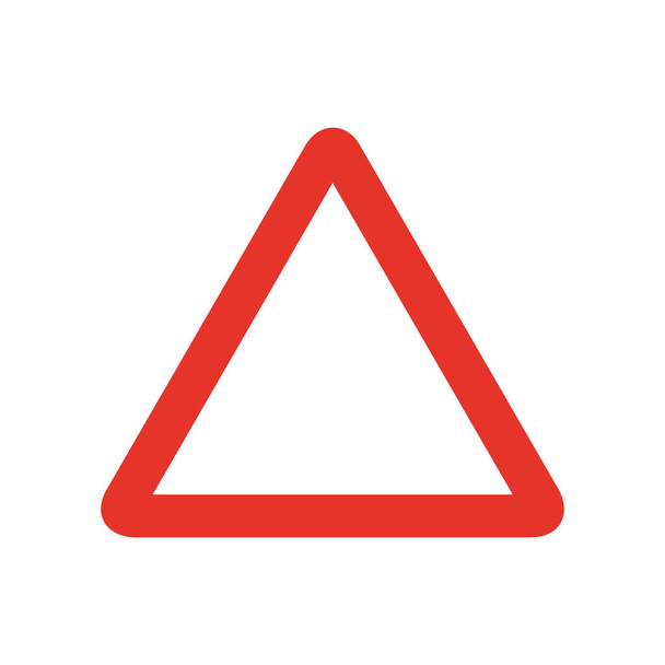 Trojúhelníkový dopravní signál v bílé a červené barvě, izolovaný na bílém pozadí. Varovný signál - Vektor, obrázek