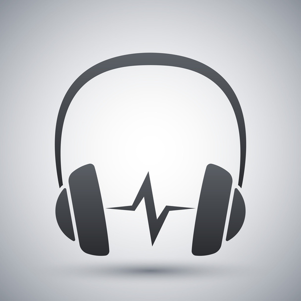 Headphones icon with sound wave - Vector, Image