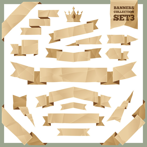 Crumpled Paper Ribbons Banners Collection Set3 - Vector, Image