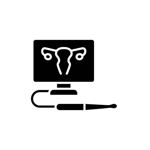 Ultrasonic diagnostic female reproductive system line icon. Outline pictogram for web page. - Vector, Image