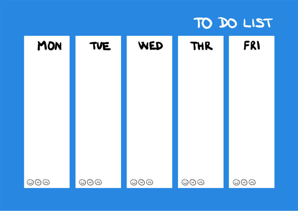 Wöchentliche To-Do-Liste auf blauem Hintergrund - Vektor, Bild
