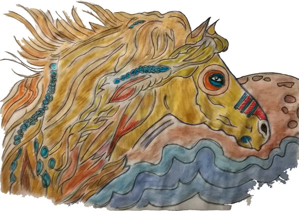 Illustrazione vettoriale Cavallo indiano a colori Nincs magyar neve  - Vektor, kép