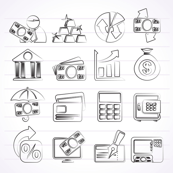 Bank, business and finance icons - Вектор, зображення